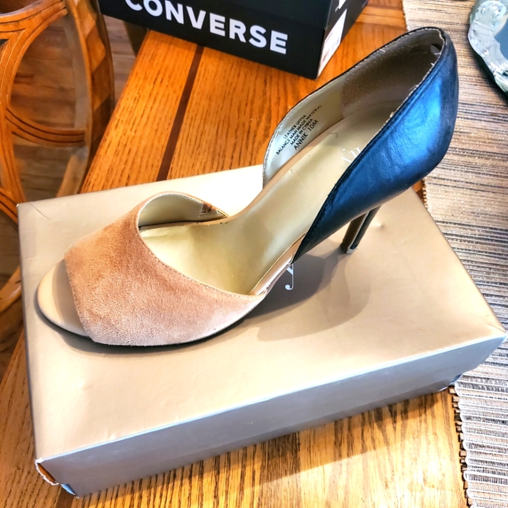 Genuine leather and suede   heels sz 10